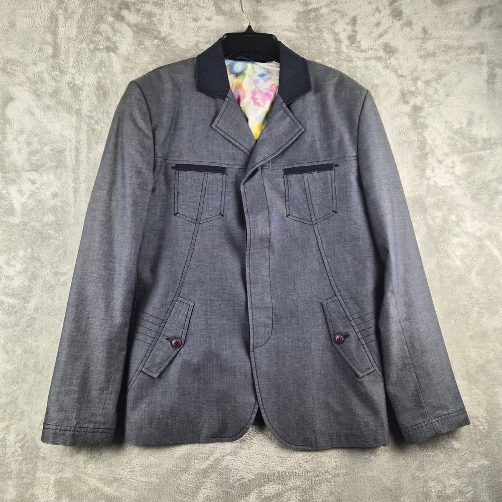 RNT23 London Blazer Sport Coat Mens XXL Grey 3 Buttons Tailored Half Lined 2XL
